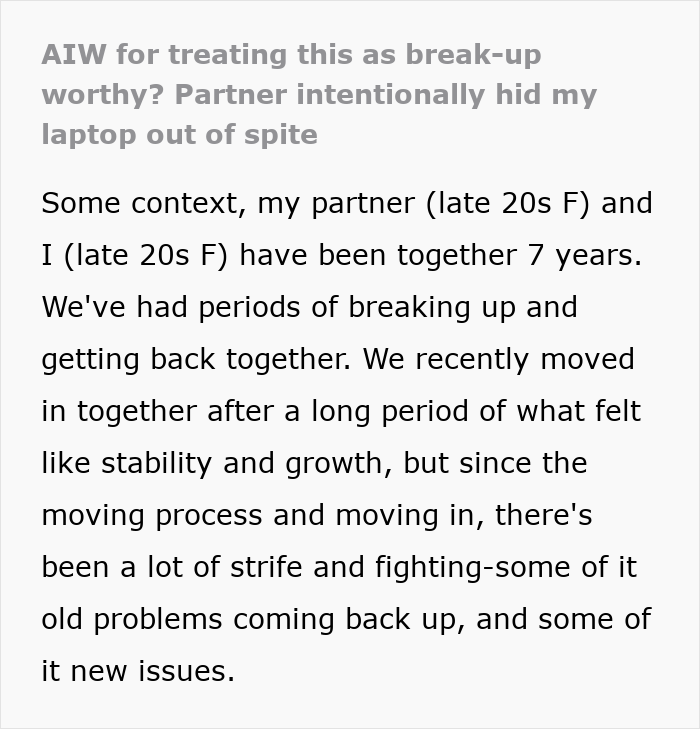 Laptop Gets Hidden Out Of Spite, Woman Sees This Is Just Red Flag Nr.1 After A 7-Year Relationship Laptop Gets Hidden Out Of Spite, Woman Sees This Is Just Red Flag Nr.1 After A 7-Year Relationship