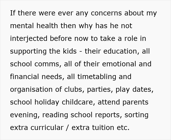 Text outlining the wife's concerns about husband's lack of support for children's needs despite their marriage. Text outlining the wife's concerns about husband's lack of support for children's needs despite their marriage.