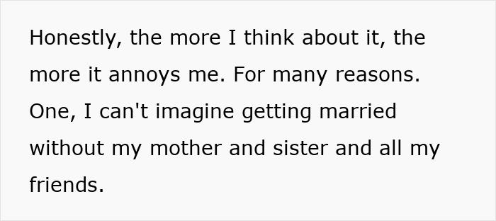 Text expressing frustration about a call off wedding weird family tradition involving missing close family and friends. Text expressing frustration about a call off wedding weird family tradition involving missing close family and friends.