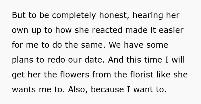 Text excerpt about making her feel the same emotions after a date and planning a redo with flowers from a florist. Text excerpt about making her feel the same emotions after a date and planning a redo with flowers from a florist.