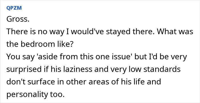 Alt text: Comment expressing disgust about a man’s laziness and low standards revealed after visiting his home Alt text: Comment expressing disgust about a man’s laziness and low standards revealed after visiting his home