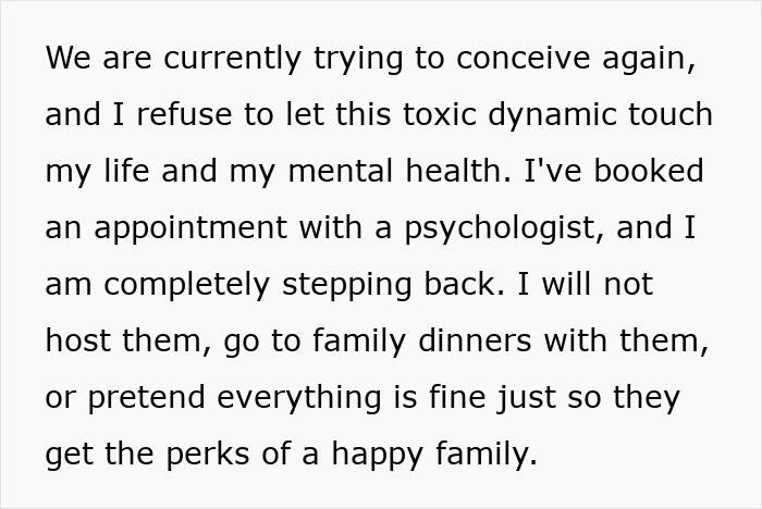 Text outlining boundaries against MILs toxic pregnancy competition and mental health impact. Text outlining boundaries against MILs toxic pregnancy competition and mental health impact.