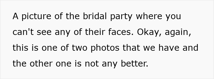 Bridal party photo with unclear faces, inspiring woman to consider recreating wedding photos due to the originals being bad. Bridal party photo with unclear faces, inspiring woman to consider recreating wedding photos due to the originals being bad.
