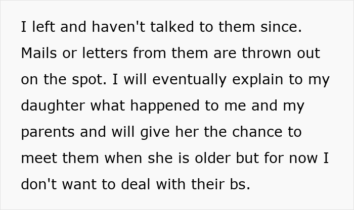 Text excerpt showing a father explaining why he disowned his daughter and refuses contact amidst family conflict. Text excerpt showing a father explaining why he disowned his daughter and refuses contact amidst family conflict.
