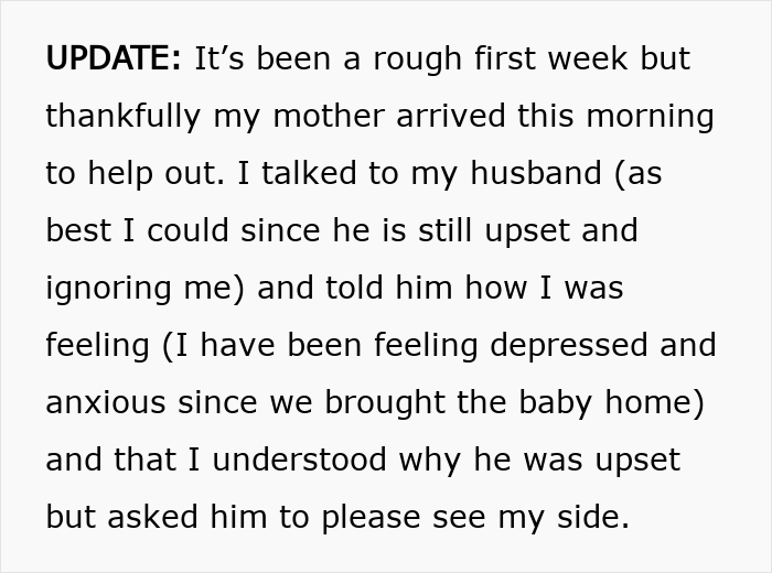 Text excerpt from a woman explaining feelings to her husband after a delivery room prank incident causing fury.
