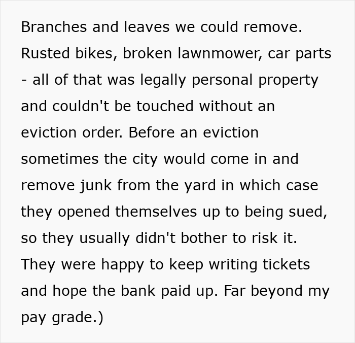 Text from a property dispute about legally protected personal property and city eviction risks related to property shepherd issues Text from a property dispute about legally protected personal property and city eviction risks related to property shepherd issues