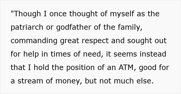 Text excerpt showing a heartbreaking step-dad speech feeling unappreciated by girlfriend and her daughter about money.