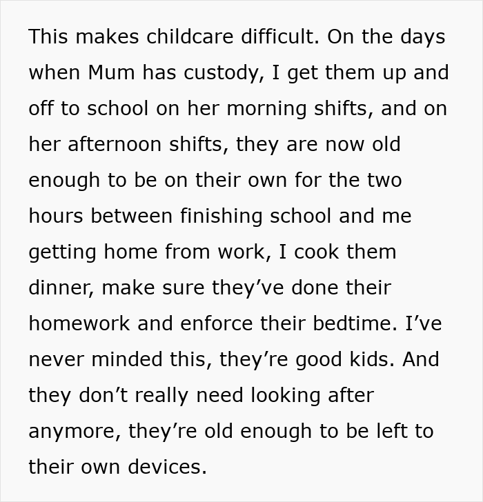 Text excerpt about the challenges of childcare and managing school, work, and dinner routines highlighting family struggles with childcare options. Text excerpt about the challenges of childcare and managing school, work, and dinner routines highlighting family struggles with childcare options.