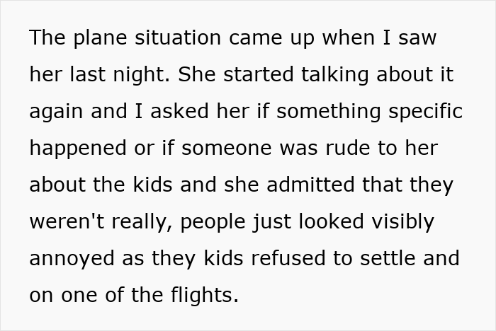 Text about a mom taking kids on a 9-hour flight and dealing with annoyed passengers unwilling to help. Text about a mom taking kids on a 9-hour flight and dealing with annoyed passengers unwilling to help.
