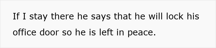 Text snippet about a husband threatening to lock his office door to avoid postnup discussions. Text snippet about a husband threatening to lock his office door to avoid postnup discussions.