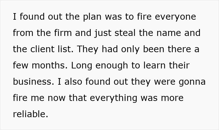 Text about greedy bosses planning to fire their IT Guy and steal client lists. Text about greedy bosses planning to fire their IT Guy and steal client lists.