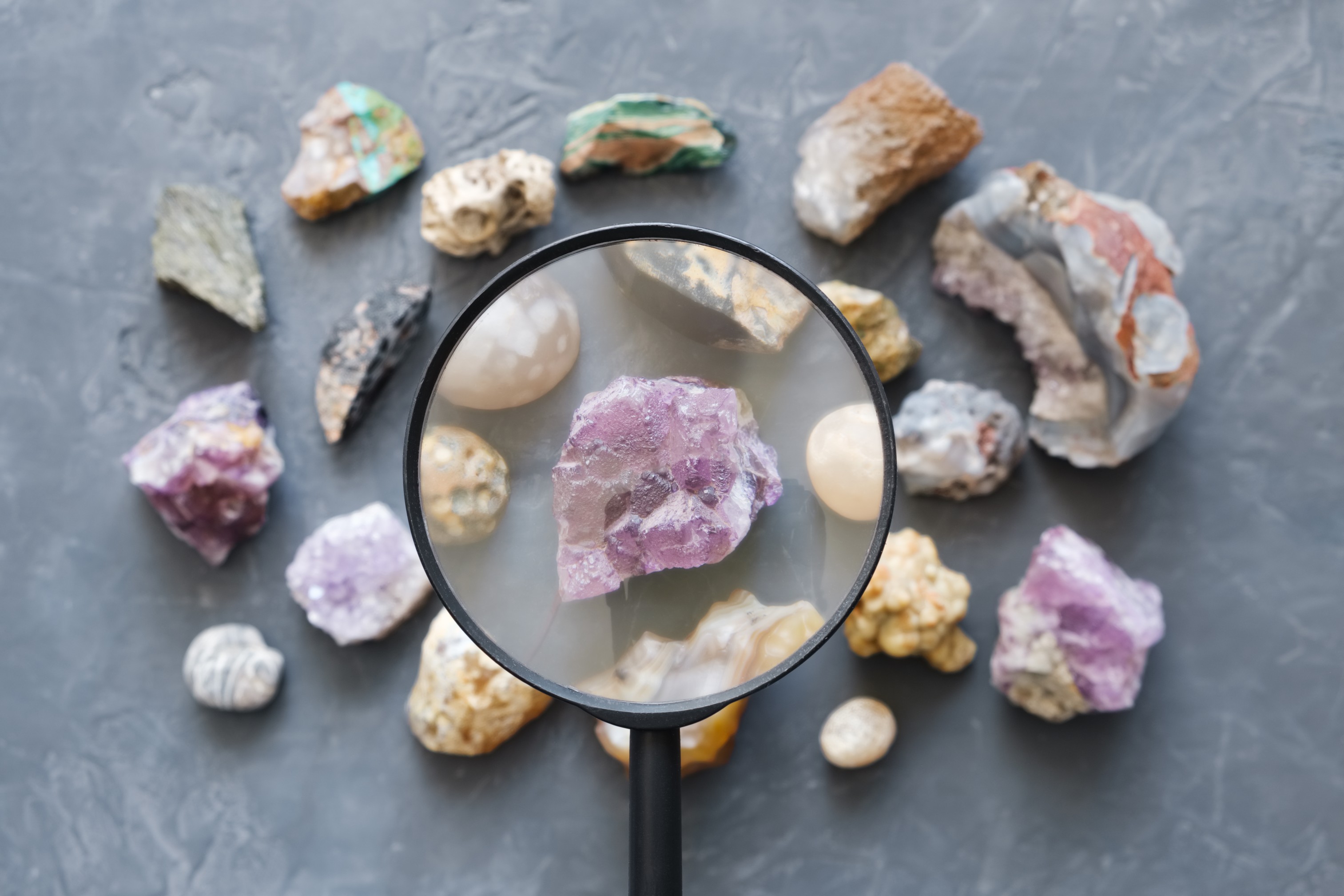 Rock under magnifying glass