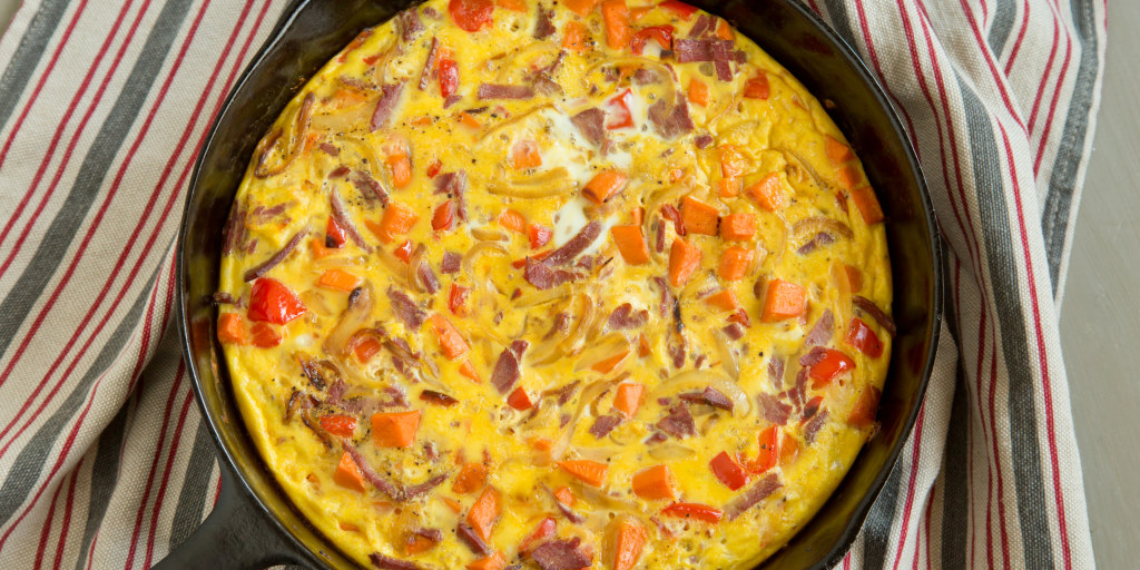 Repurpose leftover corned beef in the form of a frittata