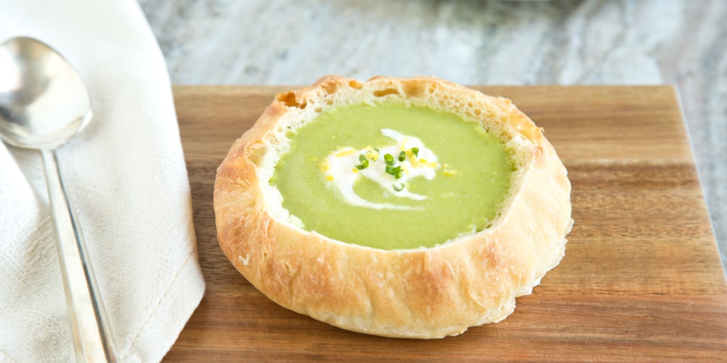 Simple, seasonal and healthy: Spring pea soup bread bowls