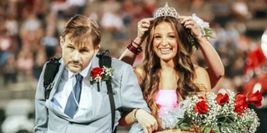 Dad with stage 4 cancer who could barely walk crosses football field for daughter's homecoming Dad with stage 4 cancer who could barely walk crosses football field for daughter's homecoming