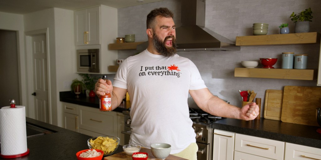 Jason Kelce rips off his shirt again — but this time, it's not for football