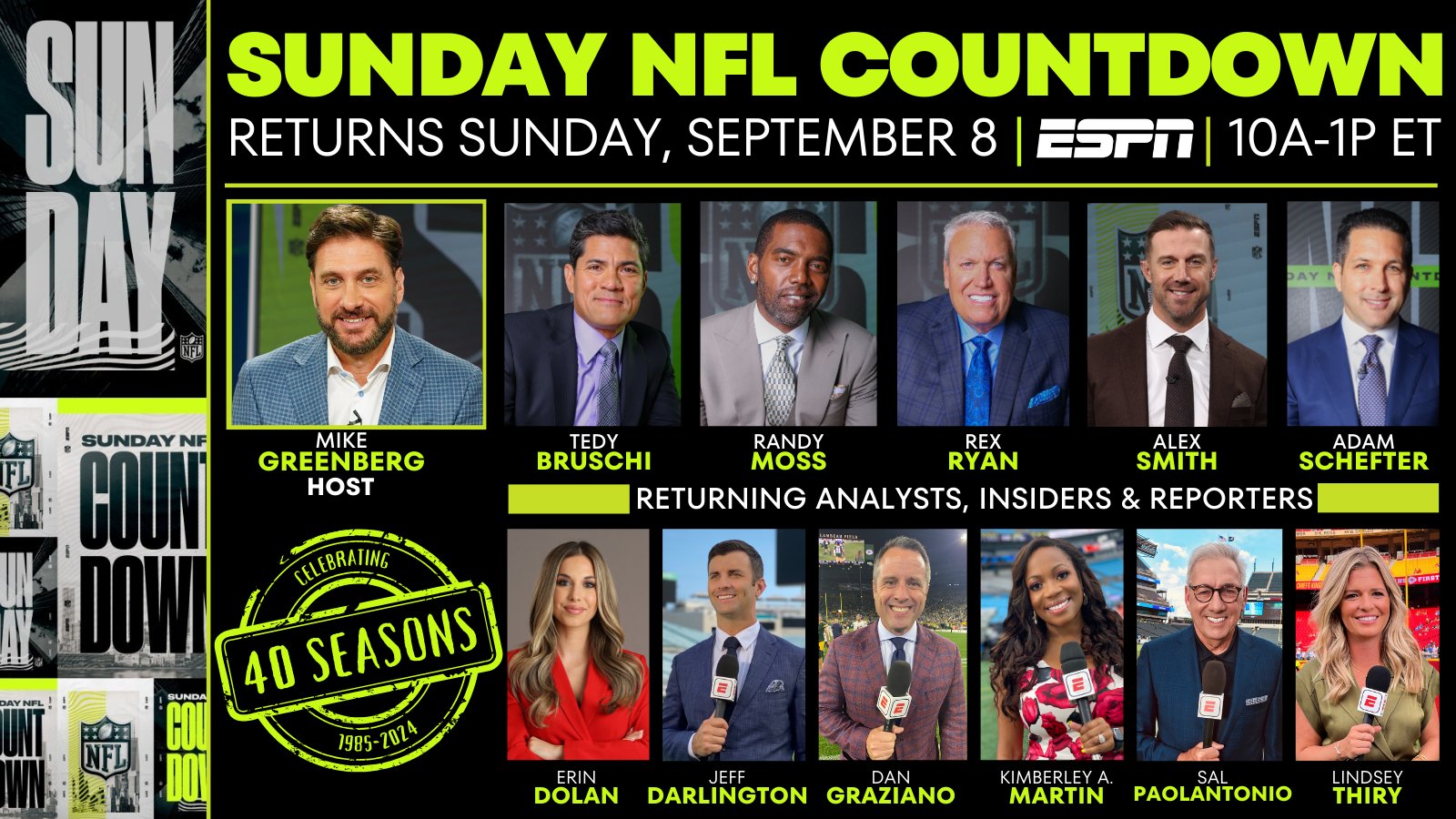 Sunday NFL Countdown Cast Meet the Entire Crew for the 2024 NFL Season