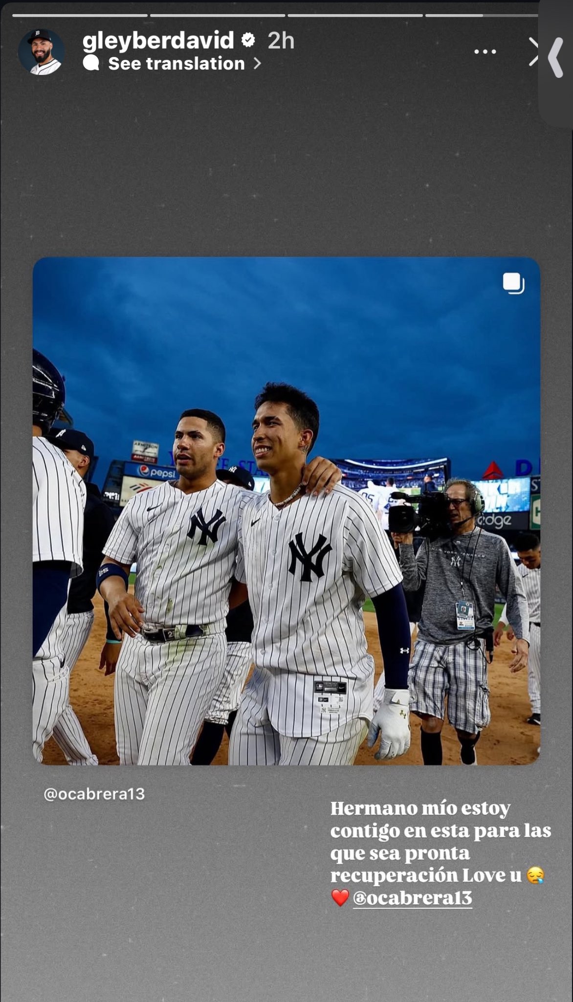 Gleyber torres envía conmovedor mensaje a oswaldo cabrera tras terrible lesión - el fildeo