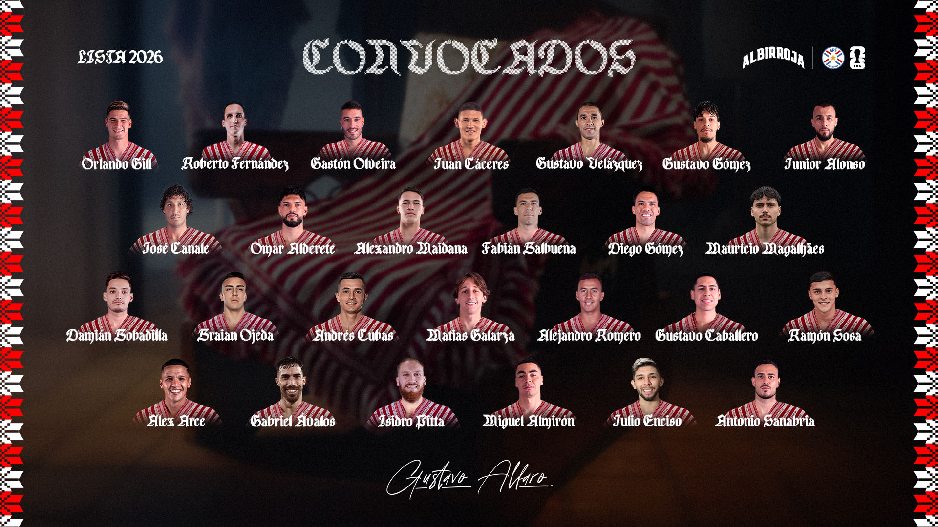 Los convocados de Paraguay para jugar el Mundial 2026.